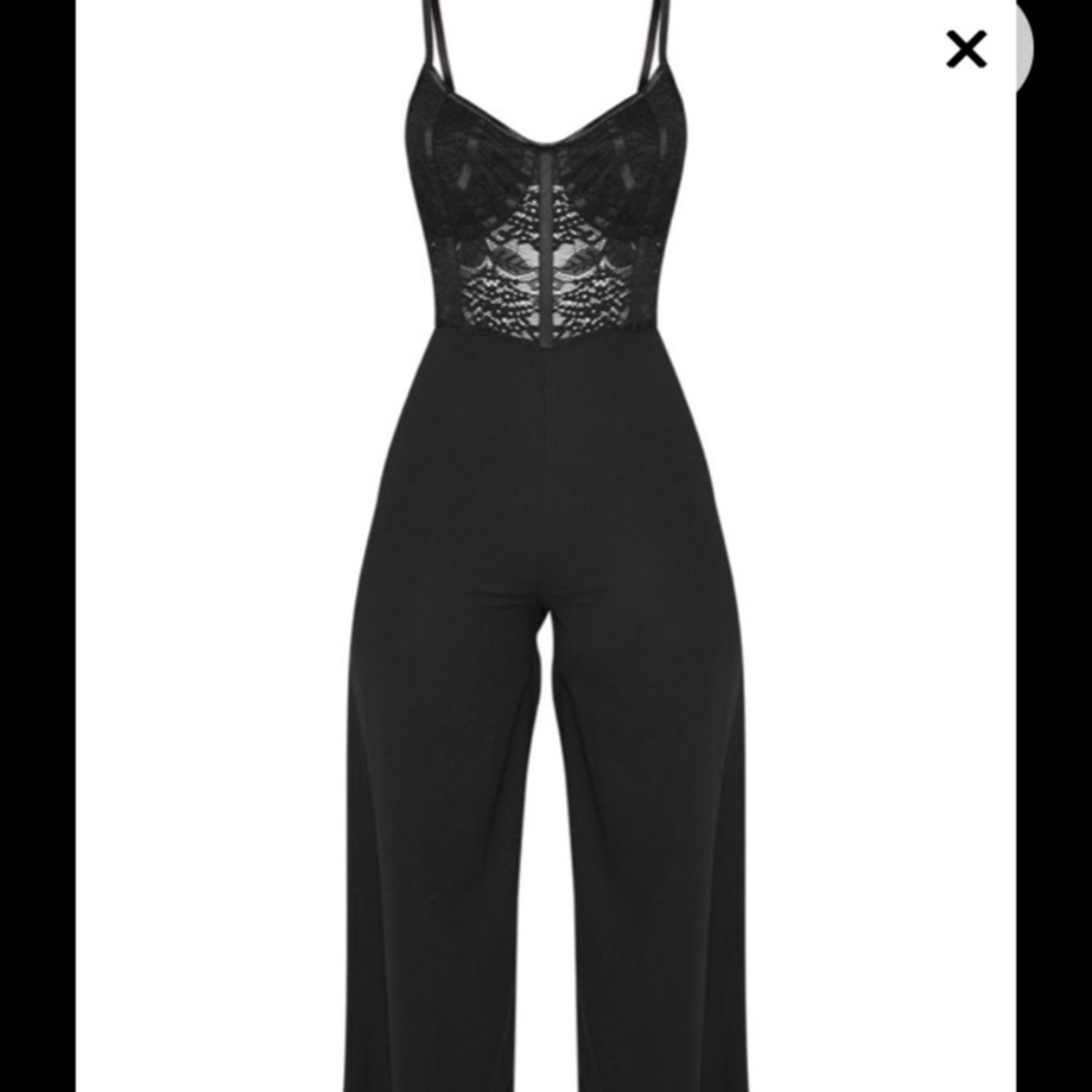 PrettyLittleThing Black Lace Jumpsuit
